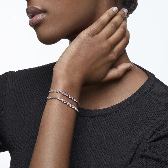 Emily Tennis Collection  Pink Tone Crystals Blue Pink Bracelet for women - Picture 2 of 5